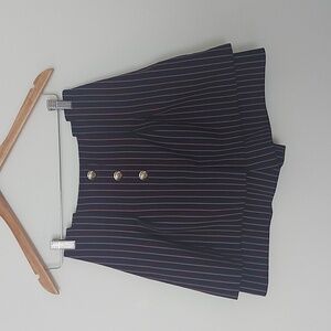 Maje Nautical/Military Skort Navy/Red/White Stripe with Gold Buttons Size 38/2
